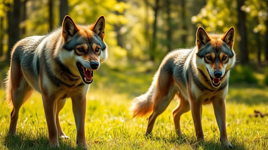 Dogs showing aggression in a forest scene.