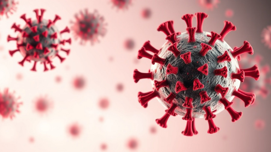 Close-up of COVID-19 virus particles against ethereal background.