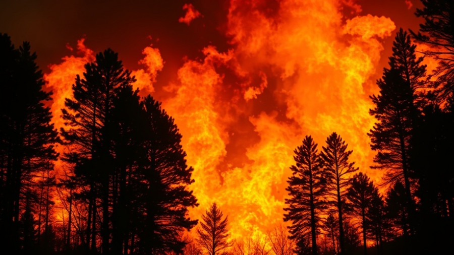 Forest fire illustrating link between climate change and noncommunicable diseases.