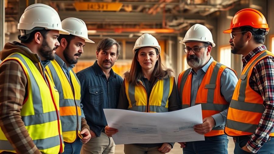 Construction team discussing Skagit County mental health treatment center plans.
