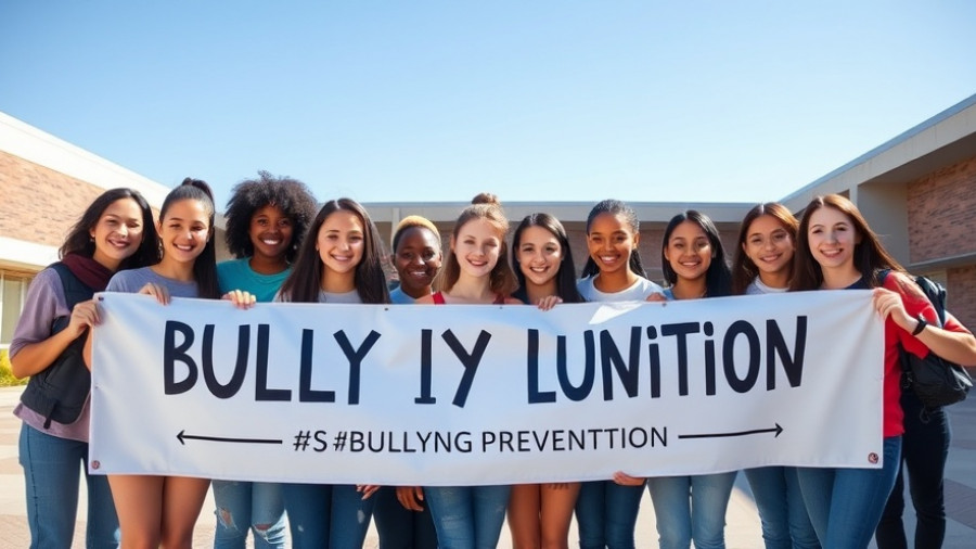 Students holding anti-bullying banner for bullying awareness for parents.