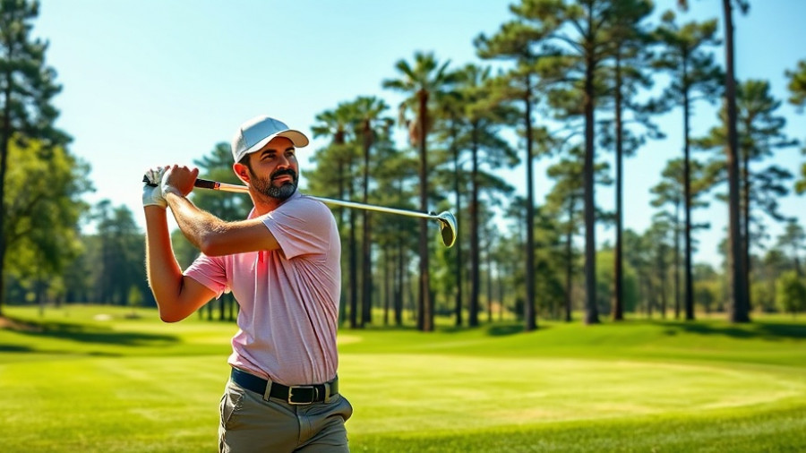 Golfer in action at International Series Philippines, hole 18.
