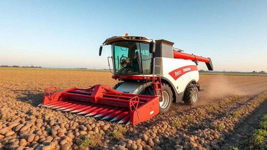 Modern potato harvester in a field during Aardappeloogst 2025.