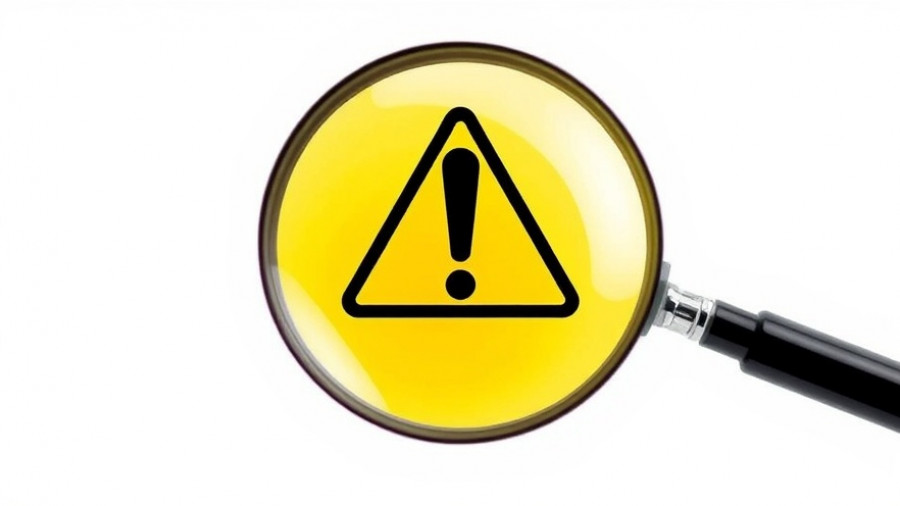 Caution sign under magnifying glass emphasizing safety in sea containers.