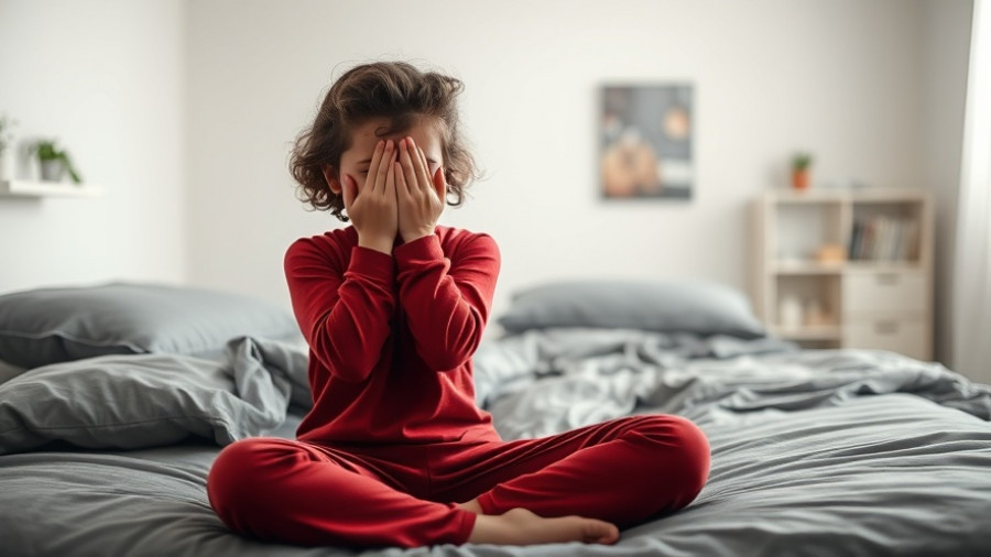 Young girl covering face with hands in a softly lit bedroom, signs your child could be a bully
