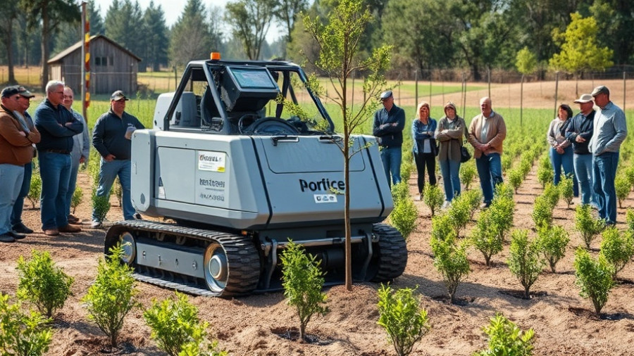 Advanced automated tree planting machine in action in rural setting
