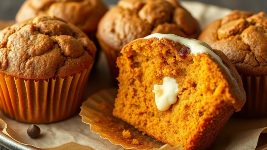 Delicious healthy pumpkin muffins on parchment-lined plate.