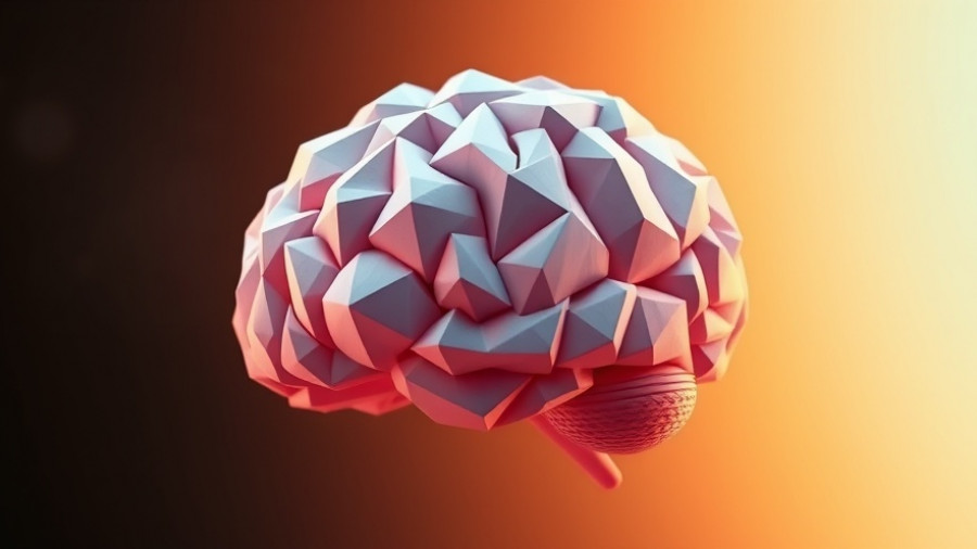 Low-poly geometric brain in virtual reality training ambiance