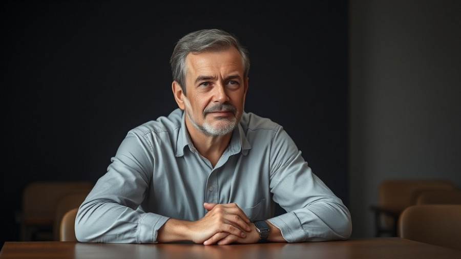 Confident middle-aged man illustrating safety maturity workplace concept.