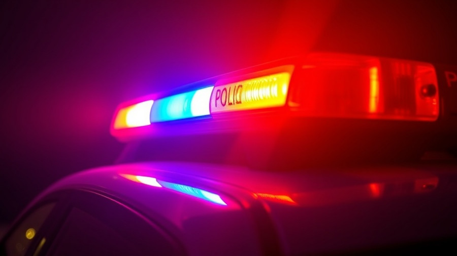 Colorful police lights flash at night reflecting toxic workplace culture.