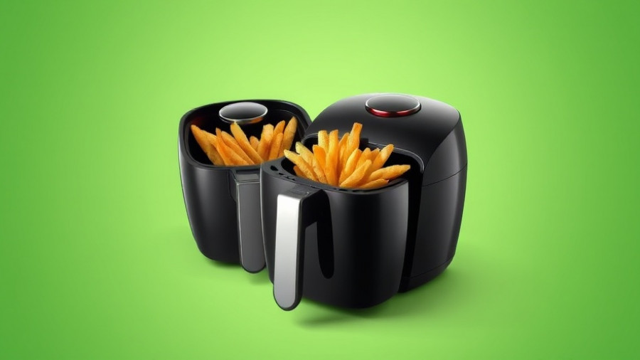 Modern deep fryers for healthy frying on a gradient background.