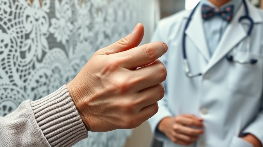 Thumb pain in older adults demonstrated by person holding hand.