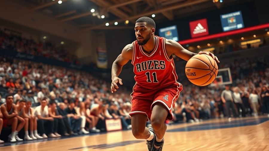 Basketball player dribbling during an intense game, dynamic motion, Jared Rhoden NBA to EuroLeague.