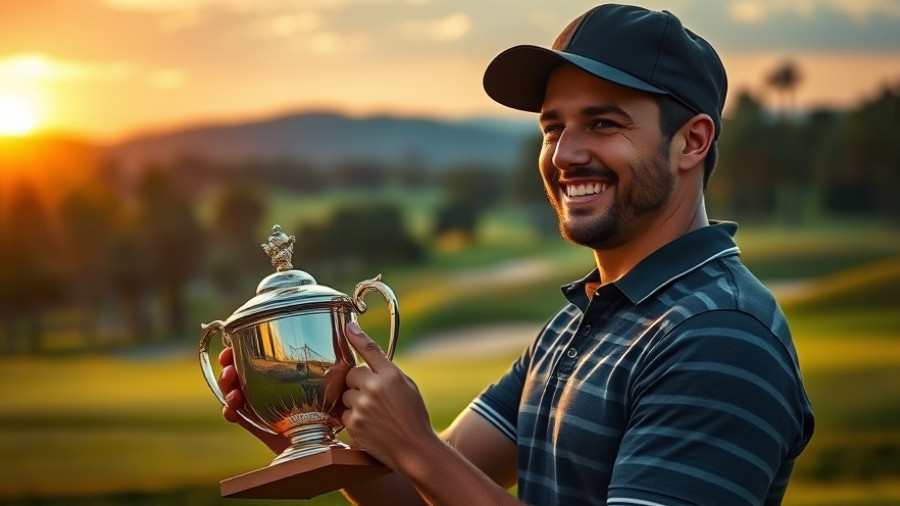 2025 Hong Kong Open prize money celebrated by golfer with trophy.