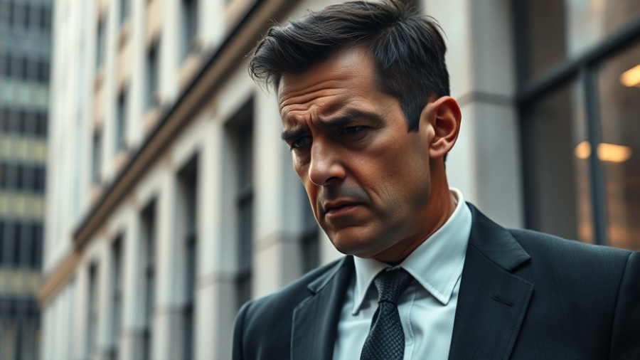 Stressed businessman symbolizes impact of toxic workplaces on South Africa economy.