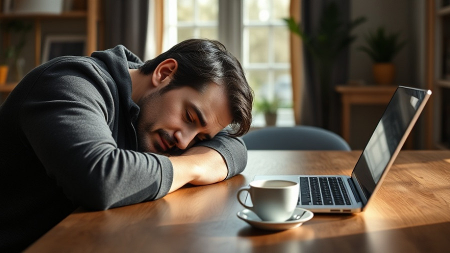 Person resting head on table by a laptop, Work Ability Index WAI improvement.