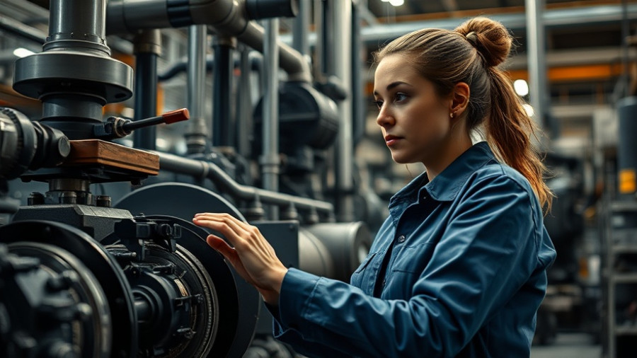 Female engineer analyzing machinery, showcasing the future of the gig workforce in India.