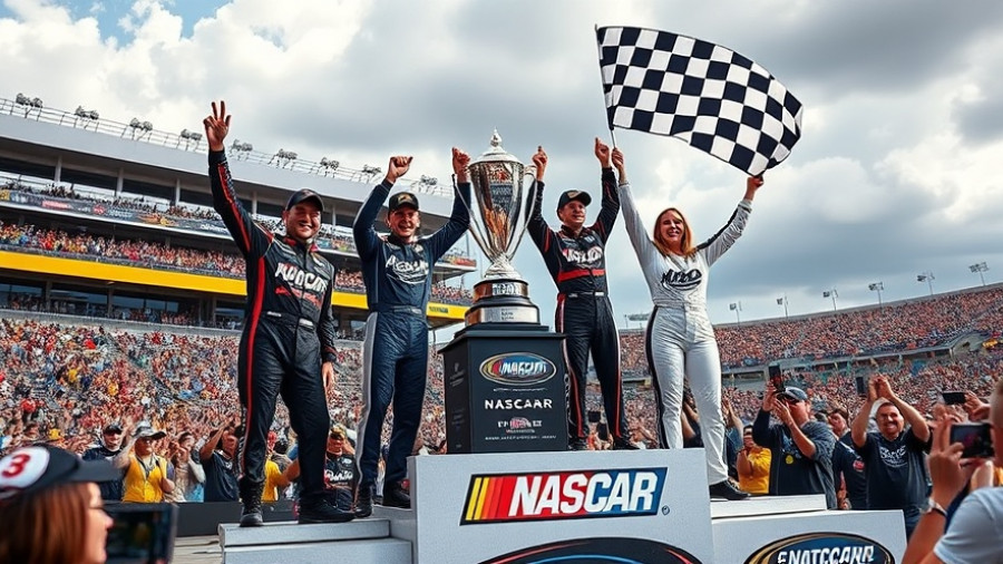 NASCAR Championship Format Changes celebrated on stage with drivers and cheering crowd.