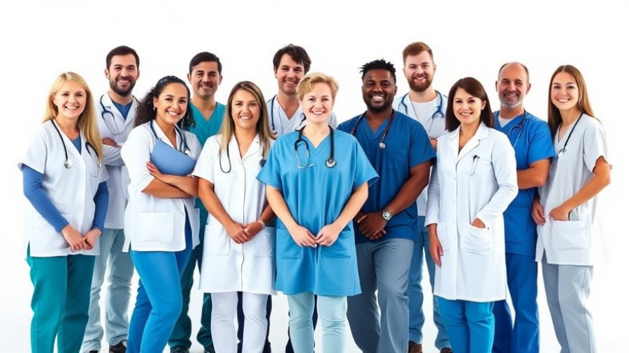Diverse nurses smiling in a group, promoting healthier night shifts for nurses.