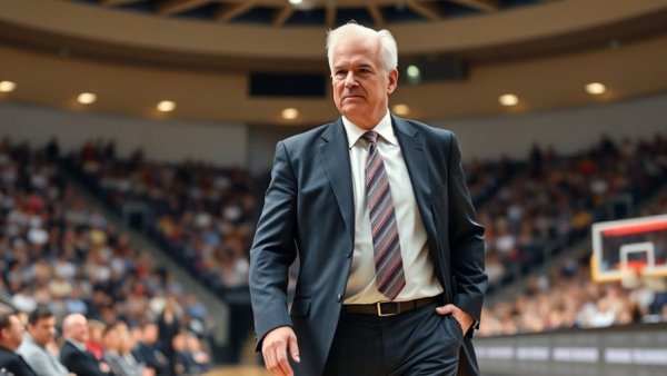 Motivated man courtside at basketball game impacting Euroleague.