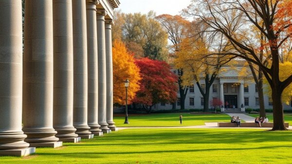 Scholarly campus scene capturing transformative value of hard work.