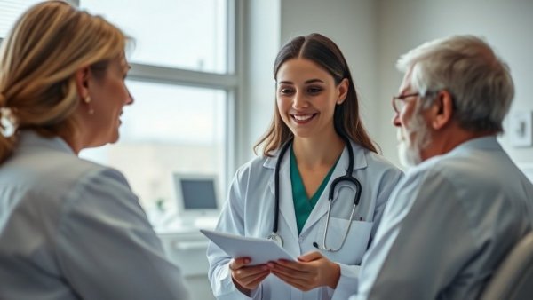 Doctor explaining ear corrections procedures to patient in hospital.