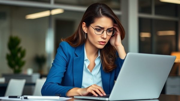 Young woman experiencing workplace burnout in an Indian office setting.