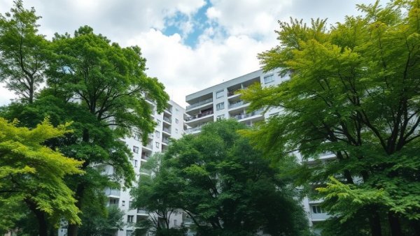 Modern residential building with greenery, CAPREIT undervalued