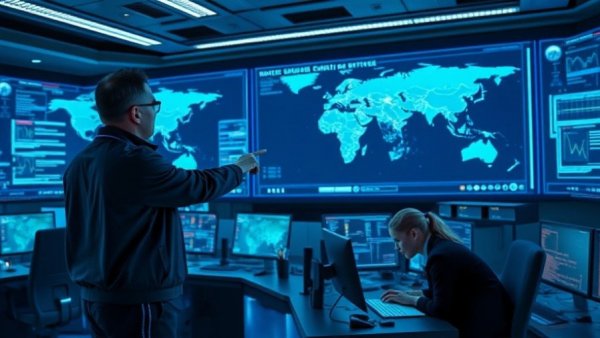 Security operations center analysts collaborate on cybersecurity tasks.