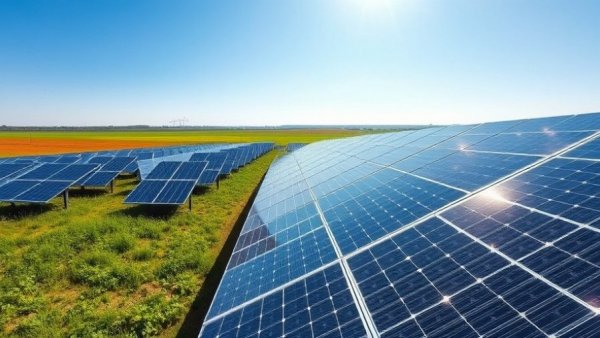 Zonnepanelen op grasveld genereren duurzame energie.