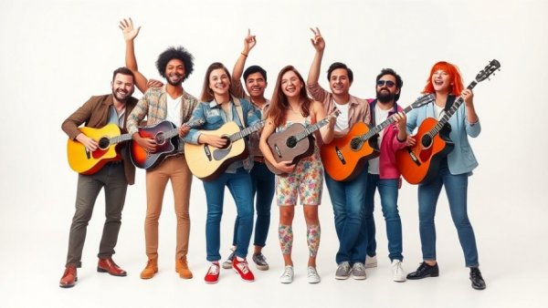 Cheerful group of musicians promoting Anti Bullying Awareness in Schools