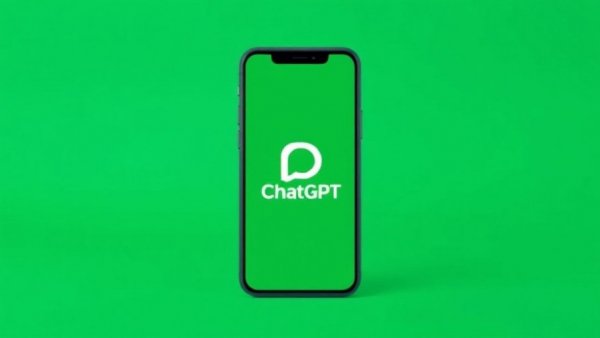 Smartphone with ChatGPT logo on green background.