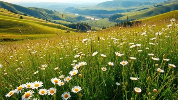Wildflower meadow at sunset, evoking positive affirmations for self-love.