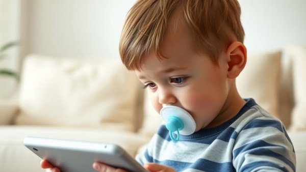 Toddler using a tablet; illustrating toddlers YouTube usage 2025.