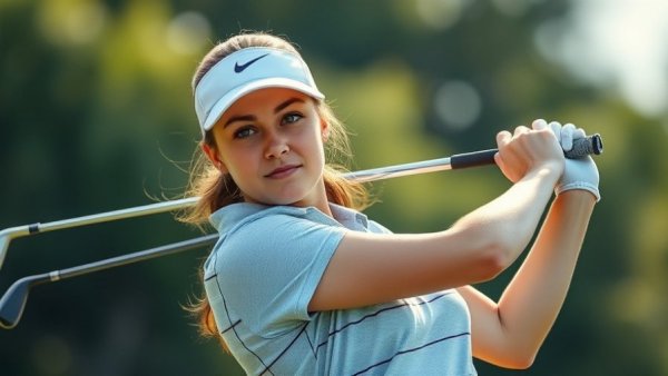 Haeran Ryu Leads Annika Tournament, focused golfer in action.