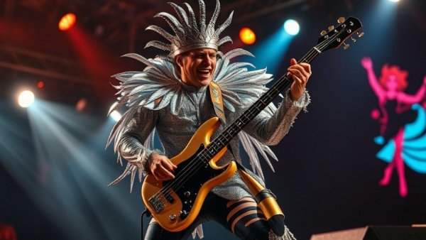 Future of KISS: Energetic musician passionately performing on stage.