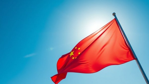 Chinese flag waves under sunlight, symbolizing delicate balance of influence.