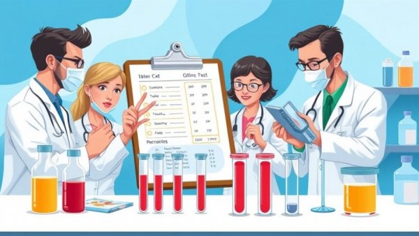 Illustration of expanding drug testing policies with blood test equipment.