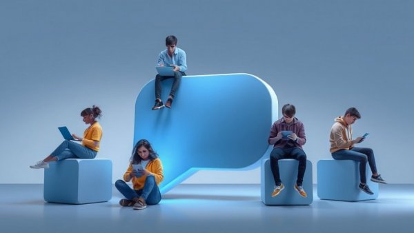 Facilitating student learning with messaging apps concept illustration.