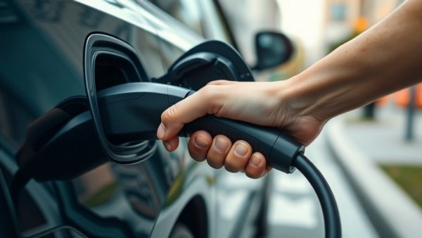 Electric car charging close-up representing sustainable private lease car.