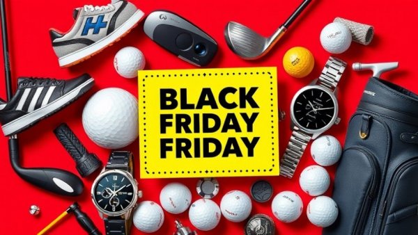 Collage of golf items showcasing Black Friday golf deals.