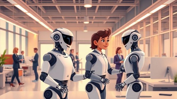 AI integration boosting entry-level jobs in modern office setting.