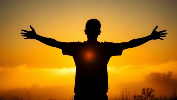 Person embracing sunrise, symbolizing overcoming procrastination with momentum.