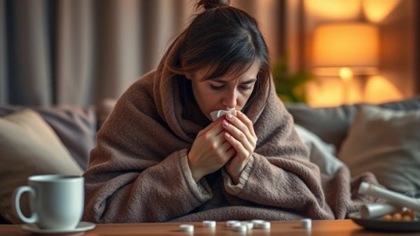 Woman with cold symptoms dispelling immune system myths.
