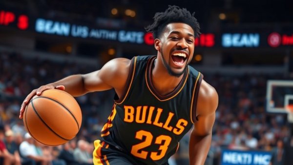 Dynamic action shot of NBA player in New Jersey Nets jersey.