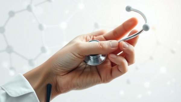 Close-up of hand with stethoscope and molecular structure, representing T-cells cancer treatment.