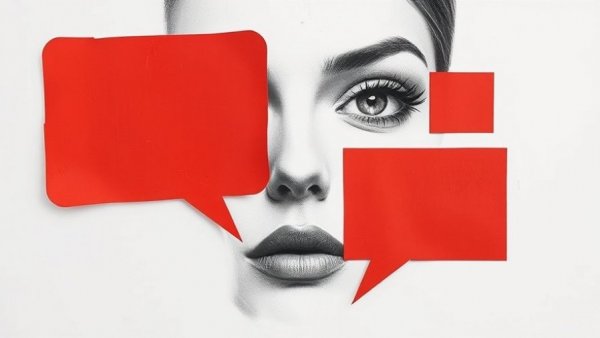 Abstract collage on addiction stigma with speech bubbles.