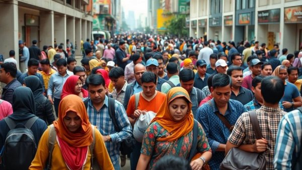 UN humanitarian aid in Sudan: people gathering belongings by a van.