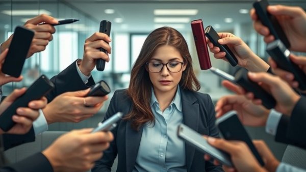 Stressed woman in office surrounded by phones, how to recover from burnout.