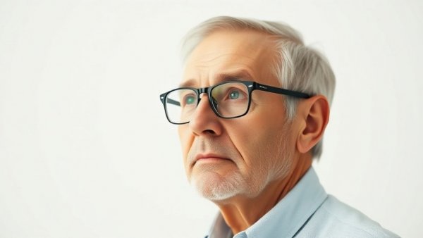 Contemplative older man understanding life and death, wearing glasses.